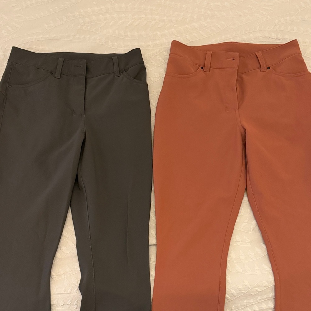 2 pairs lululemon athletica Skinny Jeans in Green and Orange
